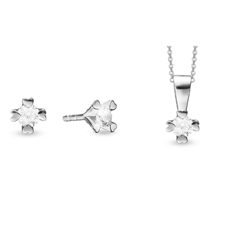 8 kt hvidguld smykkesæt, Mary serien by Aagaard med ialt 0,60 ct labgrown diamanter